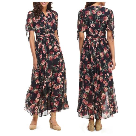 GAL MEETS GLAM COLLECTION Ashlynn Floral Print Chiffon Maxi Dress (US/6P) - Picture 1 of 9